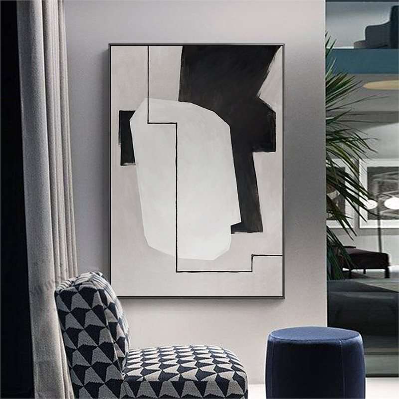 现代抽象客厅装饰画竖版几何简约创意玄关墙壁画民宿样板间挂画