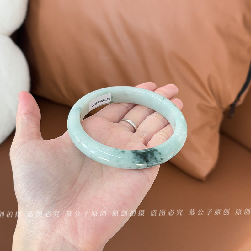 “澜星枕夏"纯天然A货高端缅甸糯冰种飘花翡翠玉镯子正品玉石女款