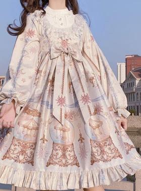 长袖连衣裙洛丽塔裙子玻璃乐园Lolita长袖OP娃娃裙吊带显瘦连衣裙