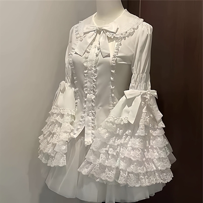 蕾丝doll感lolita姬袖衬衫内搭冬