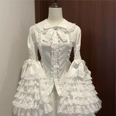 lolita内搭蕾丝洛丽塔姬袖黑白色