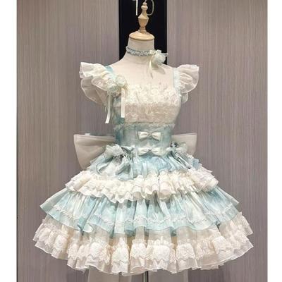 绿色夏日感晕染芭蕾风洛丽塔