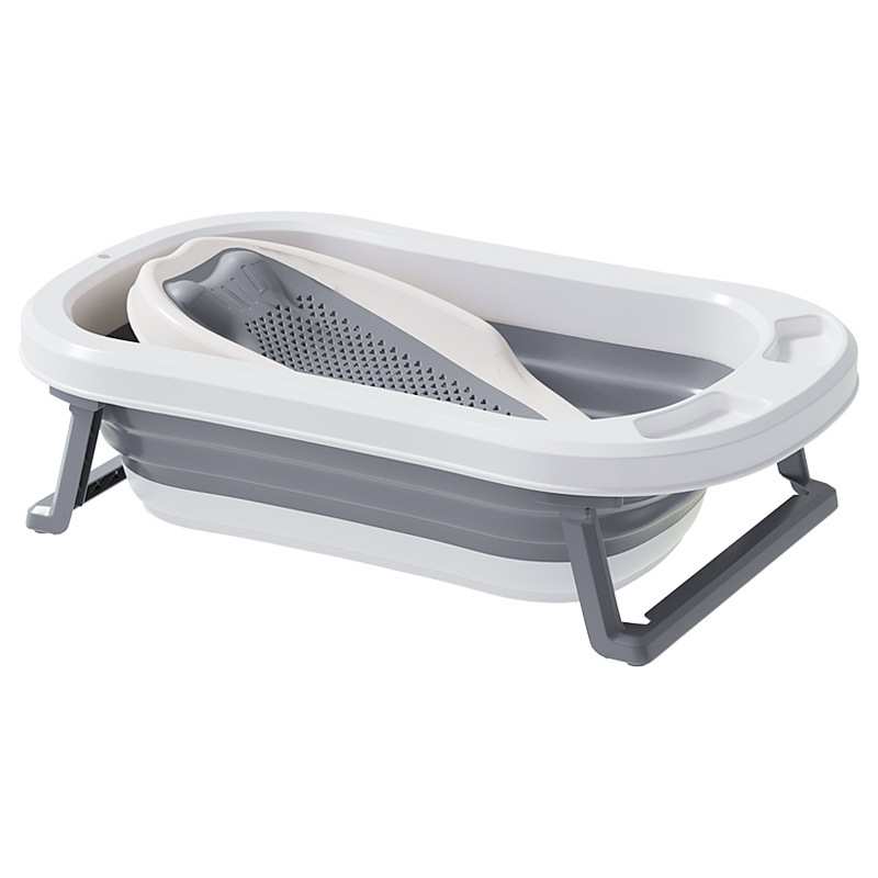 彩盒跨境感温婴儿折叠浴盆套装宝宝洗澡盆浴盆Baby bathtub 7set