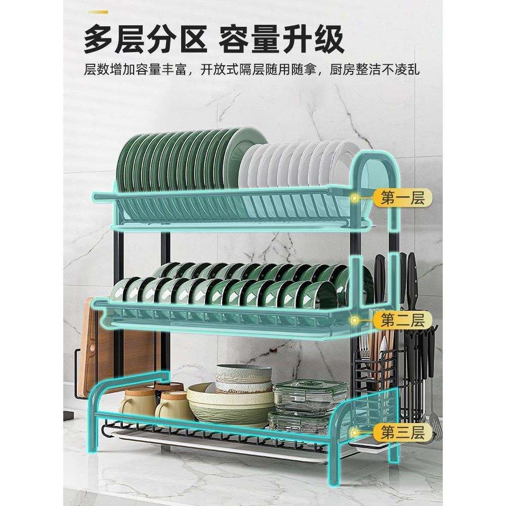 不锈钢放碗架厨房置物架台面碗盘收纳架碗碟沥水架碗筷收纳盒