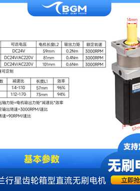 750w无刷减速电机小体积大功率快精密交流调速400w200w120w60w