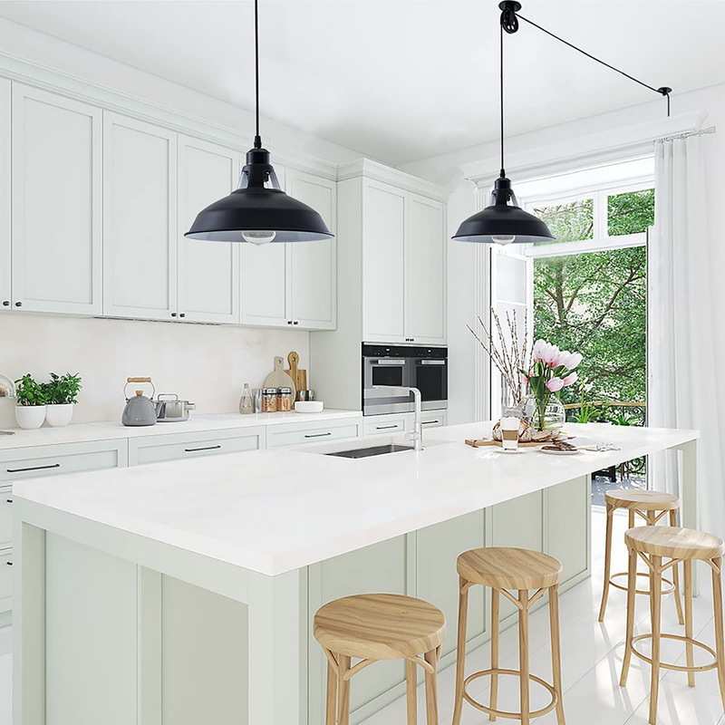 中山灯具极简餐厅升降吊灯带开关滑轮可移动灯岛台复古吧台灯饰