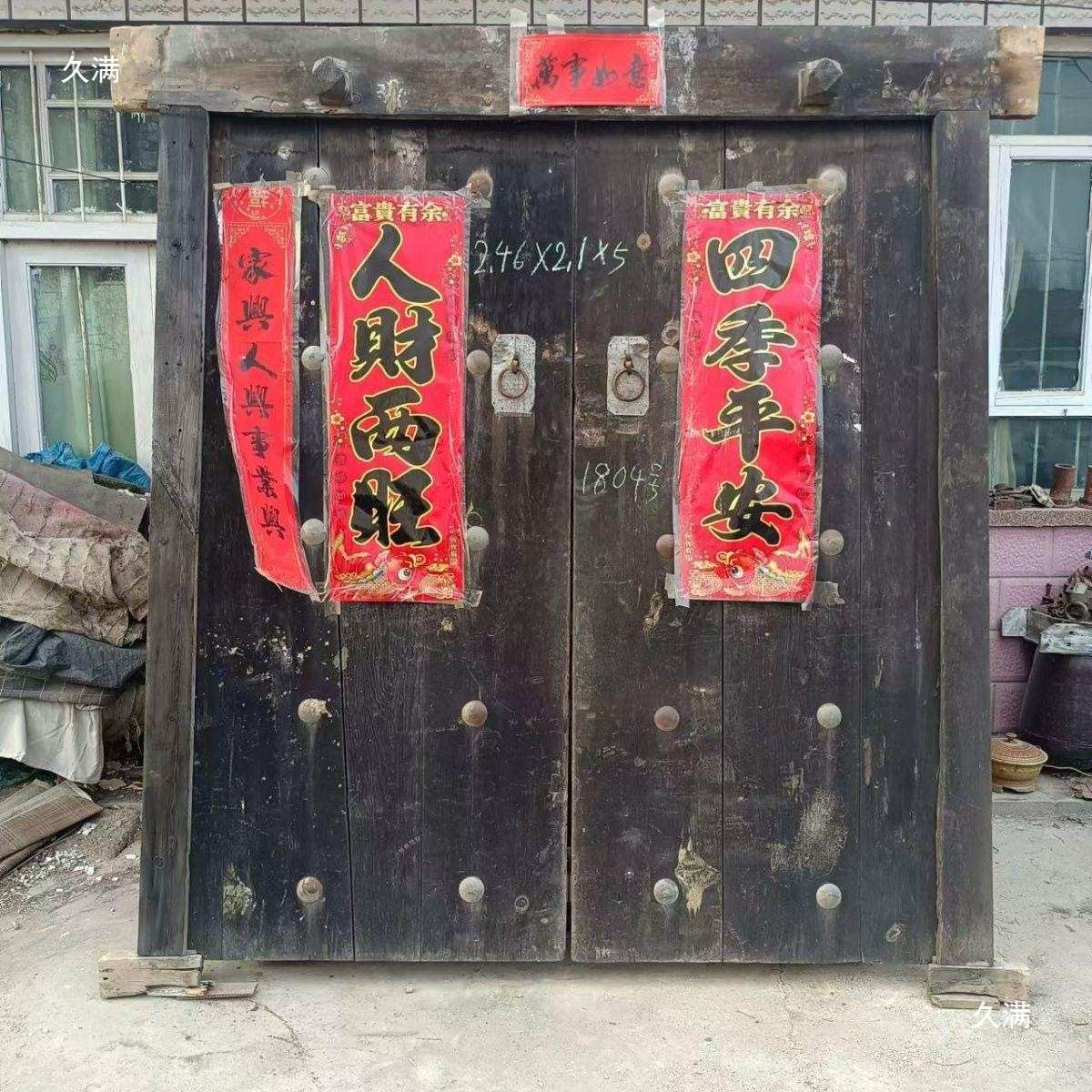 农村老旧木门中式双开老木门旧门窗民俗物件农家院复古装饰不