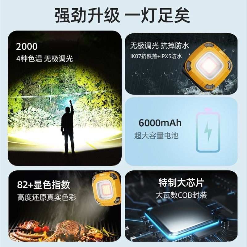 热款多功能露营灯强光长续航可充电led灯应急灯野营灯挂式营地灯