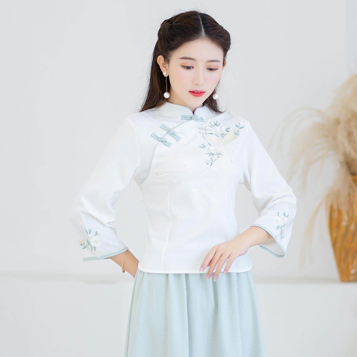 民国风改良旗袍茶服上衣中式唐装