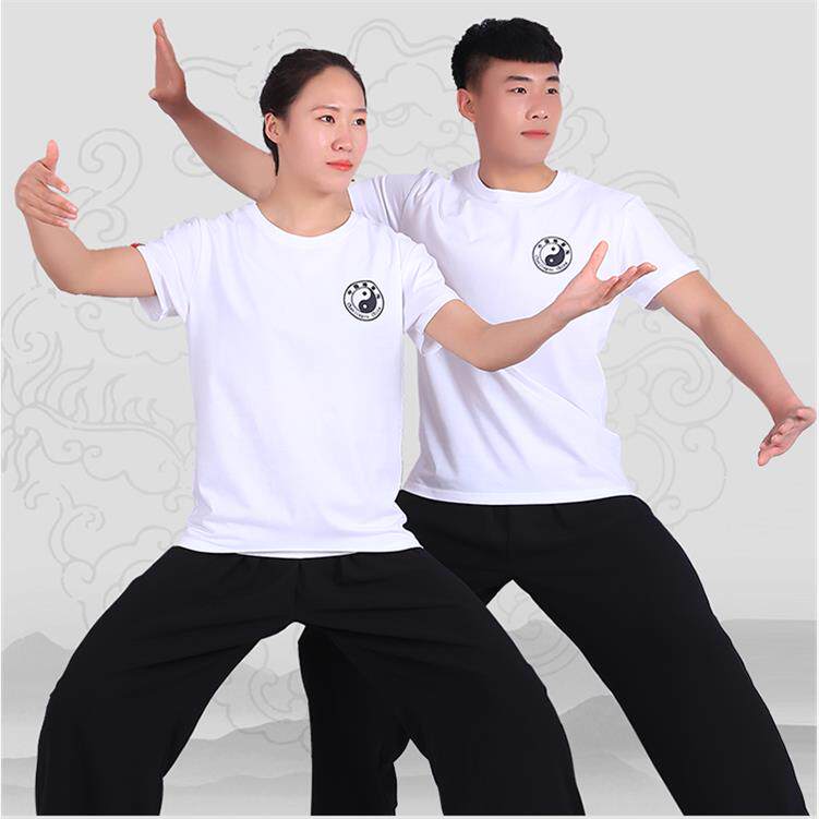 陈家沟夏季短袖T恤太极拳服女男纯棉武术服 瑜伽灯笼裤文化衫定制