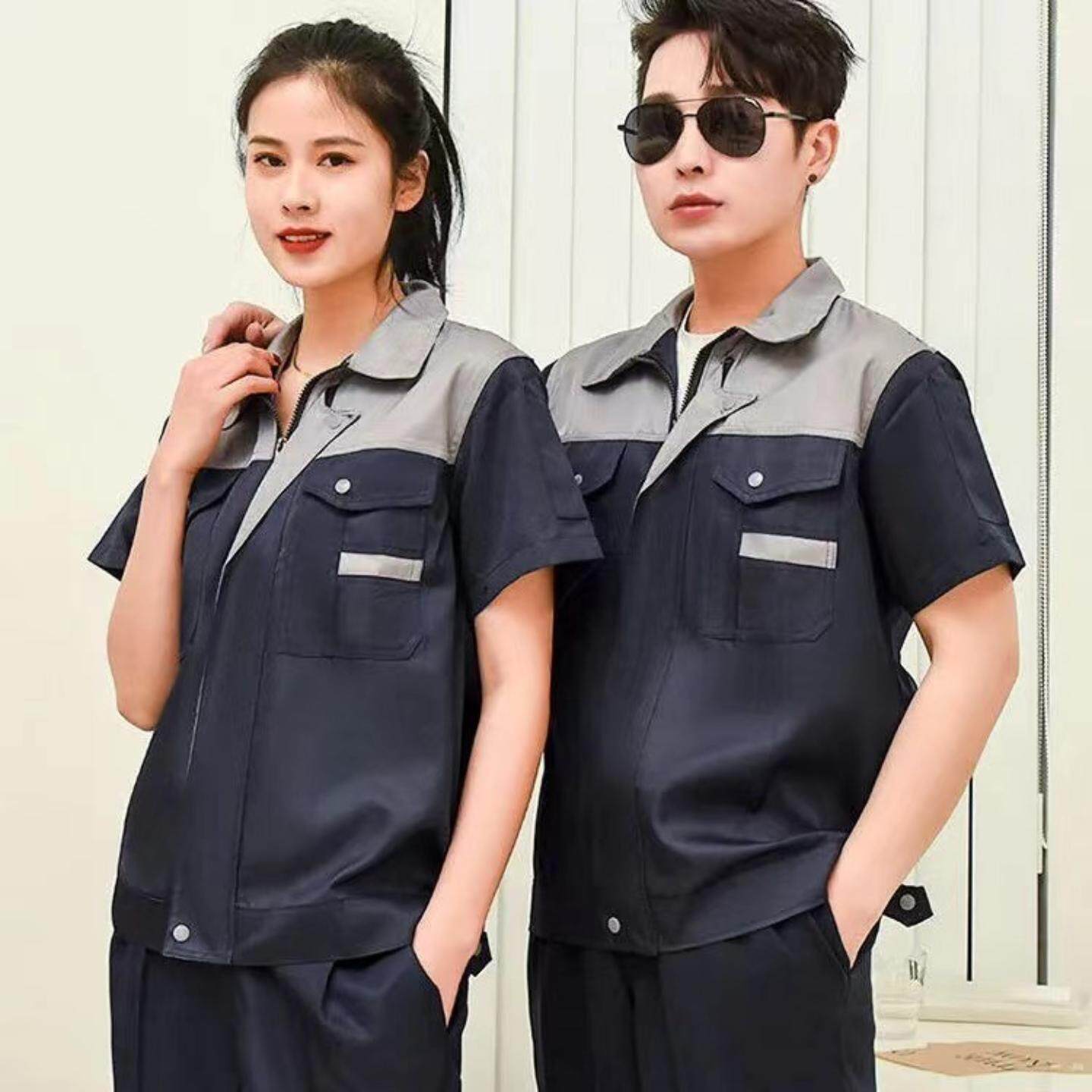 短袖工作服套装薄款工装夏季劳保服工作服男耐磨耐脏上衣定制