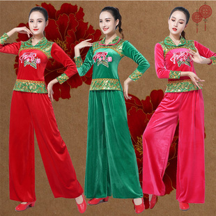 2022广场舞服装新款套装秋冬长袖厚中老年舞蹈服跳舞衣服女秧歌服