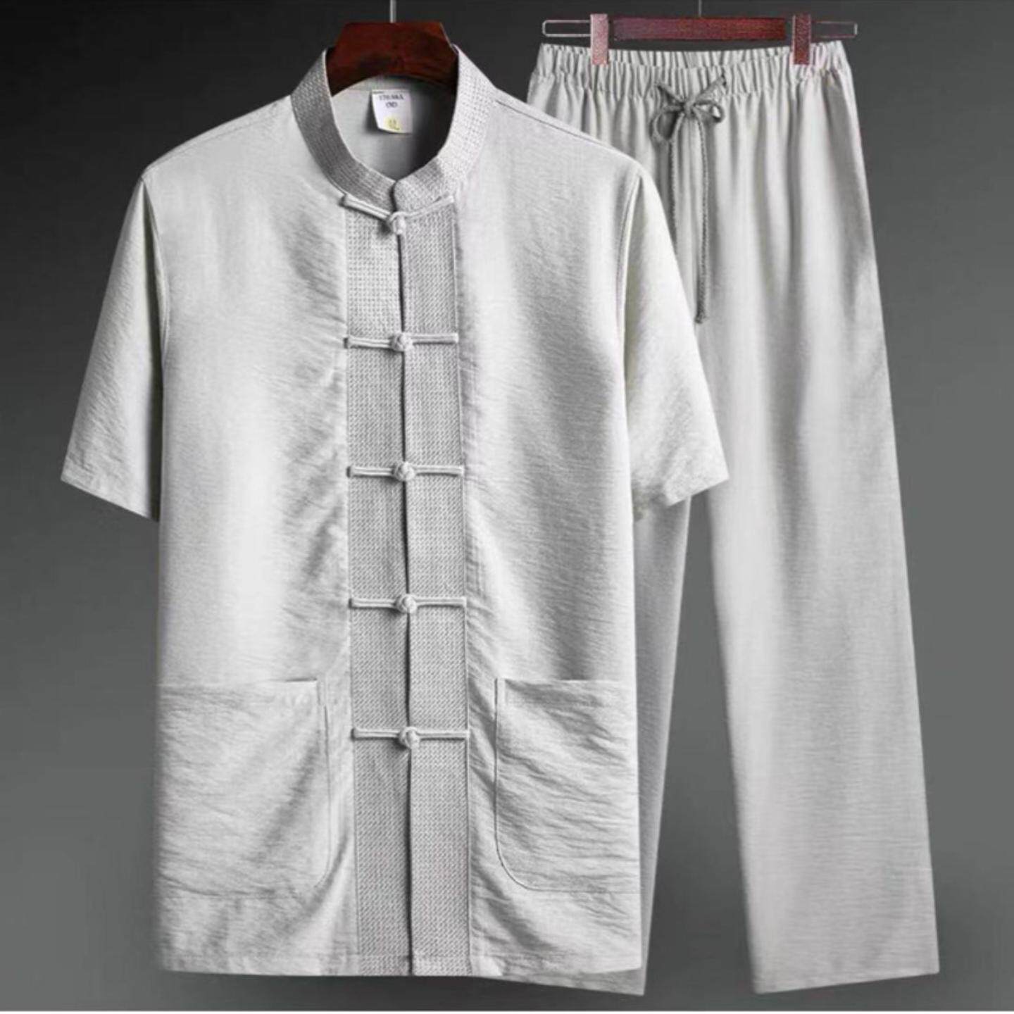 国风唐装男套装汉服夏季短袖中式