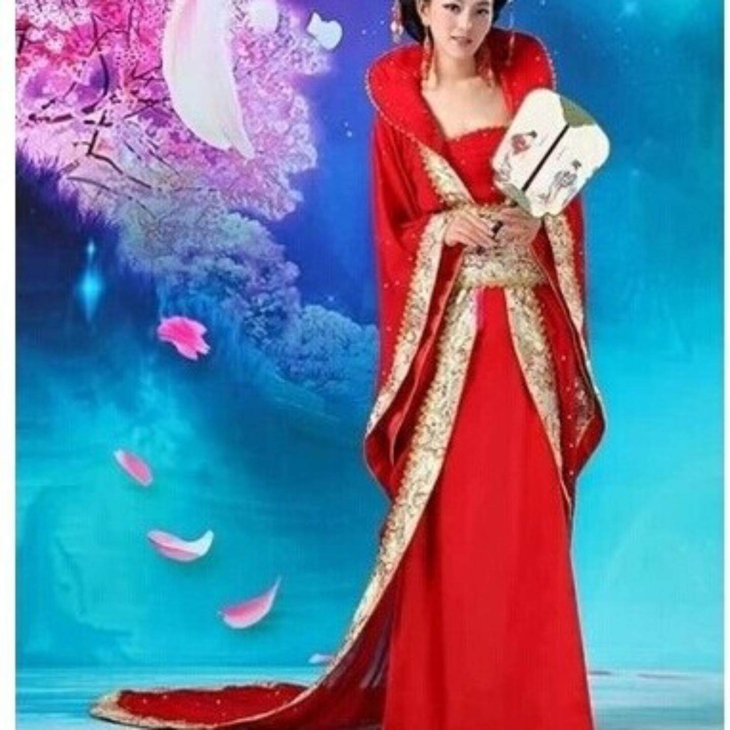 新款古装唐装汉服贵妃装拖尾皇后