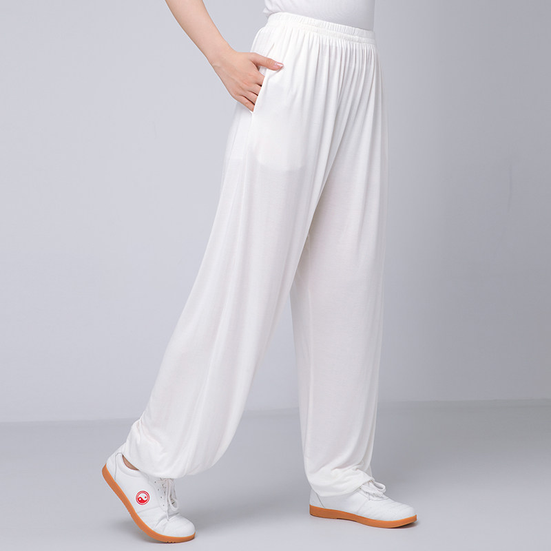太极裤女新款莫代尔棉夏季太极拳练功裤男束脚宽松武术灯笼太极服