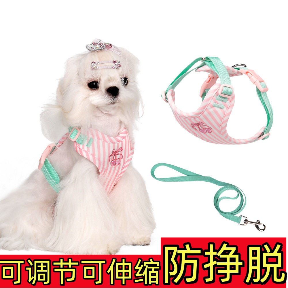 宠物用背心式胸背带小狗牵引绳防挣脱可调节狗绳子遛狗链子可伸缩