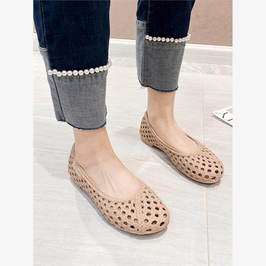 包头凉鞋女夏季2024新款平底镂空塑料网红休闲外穿果冻浅口护士鞋