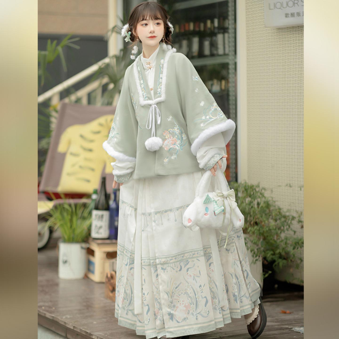 汉虞葵蜜桃兔加绒汉服女
