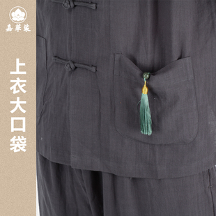夏季居士服短袖套装男女款棉麻中国风纯棉禅修服休闲盘扣僧服唐装