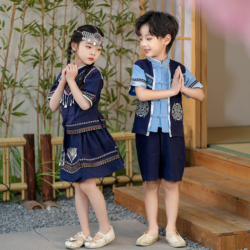 少数民族服装儿童广西壮族合唱六一演出服男女童苗族布依族表演服
