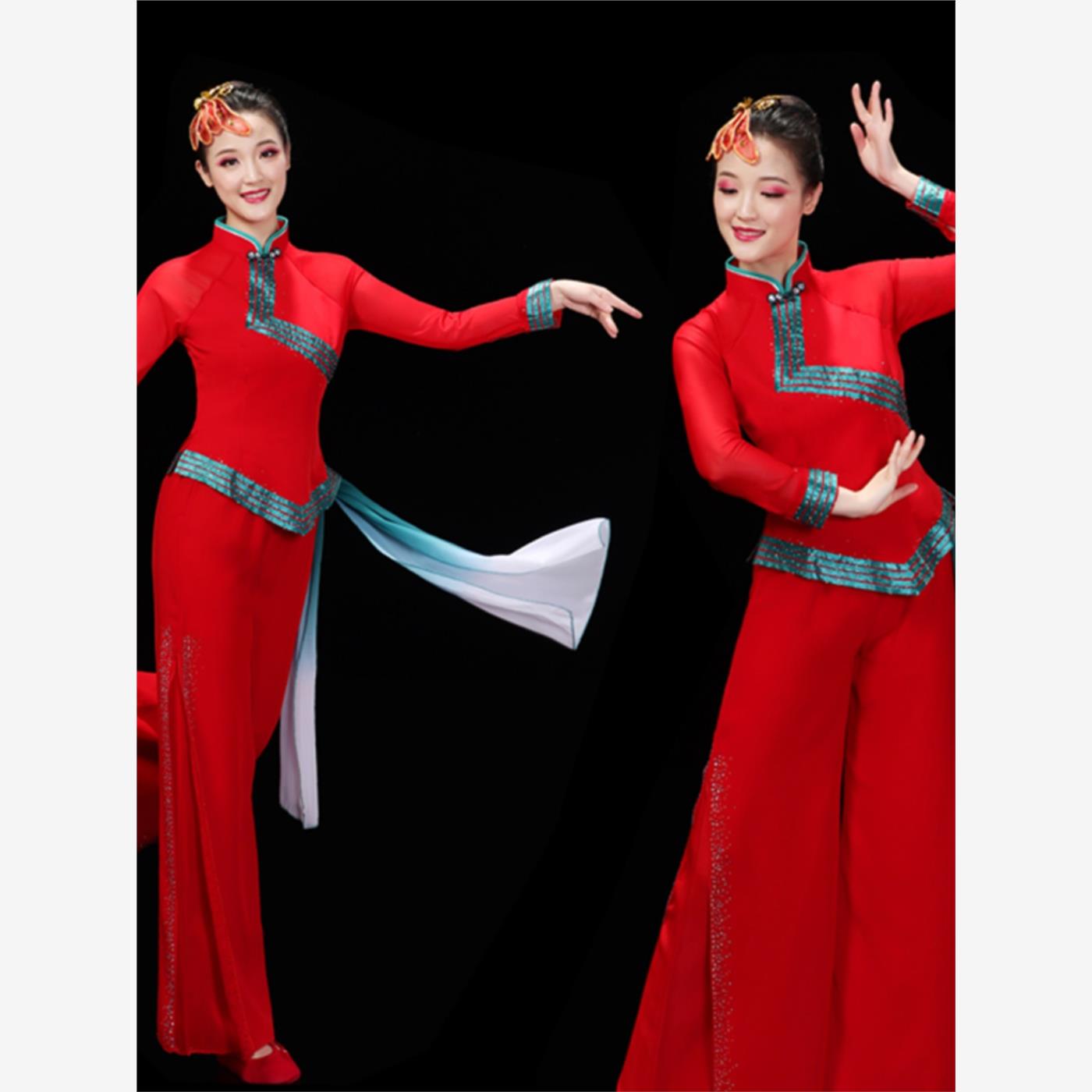 秧歌服女2023新款中老年胶州舞蹈演出服喜庆中国风扇子广场舞套装