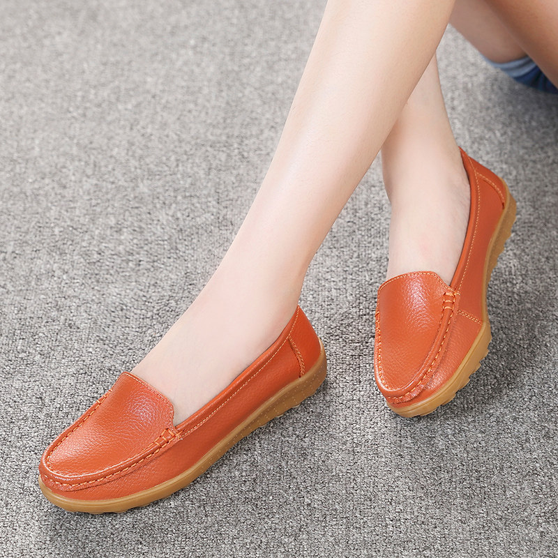 春季平底豆豆鞋软底真皮妈妈鞋休闲透气单鞋牛筋底孕妇鞋护士女鞋,女鞋,浅口单鞋,淘宝优惠券,粉丝福利购,淘宝优惠卷