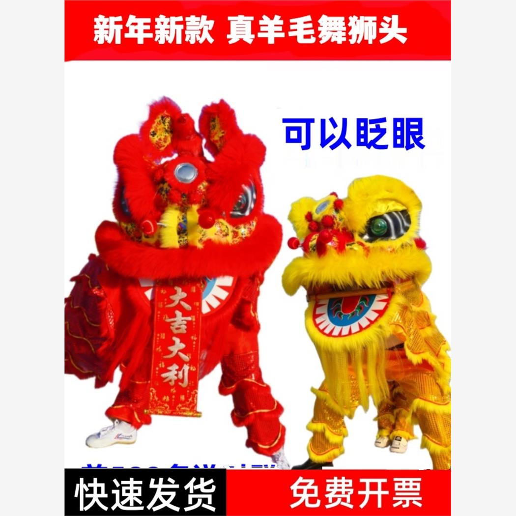 新款成人双人舞龙舞狮道具南狮醒狮舞狮子服装狮子头表演整套