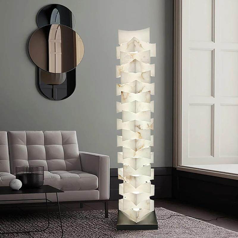 轻奢设计师款灯中山灯具客厅卧室别墅沙发装饰节能灯泡云石落地灯