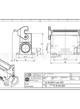 HARTING浩亭09200320271哈丁Han A矩形连接器32 A表面安装底座