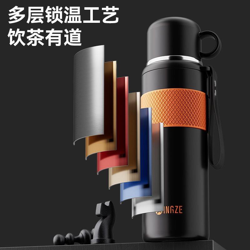 K*全钢保温杯大容量2025新款316不锈钢男款茶水分离1000ml便携水