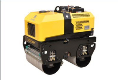 手扶式双轮压路机 小型双钢轮震动手扶式振动压路机遥控压实机