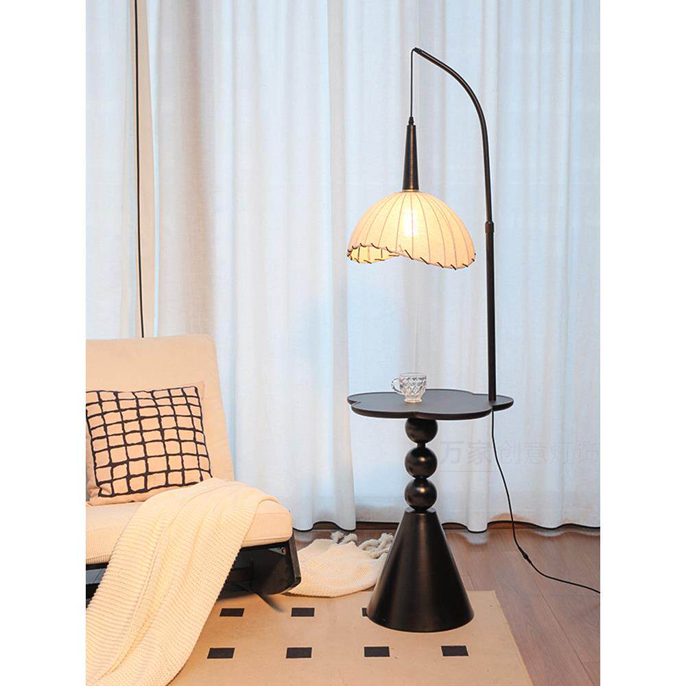 法式复古落地灯客厅沙发旁茶几灯中古风卧室床头柜置物一体氛围灯