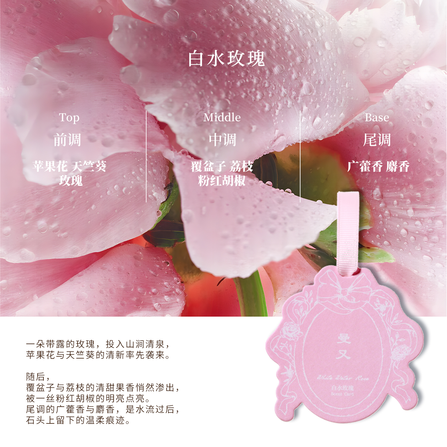 曼又卧室持久留香香水香薰卡片 包里衣柜车载挂件 茉莉玫瑰小苍兰