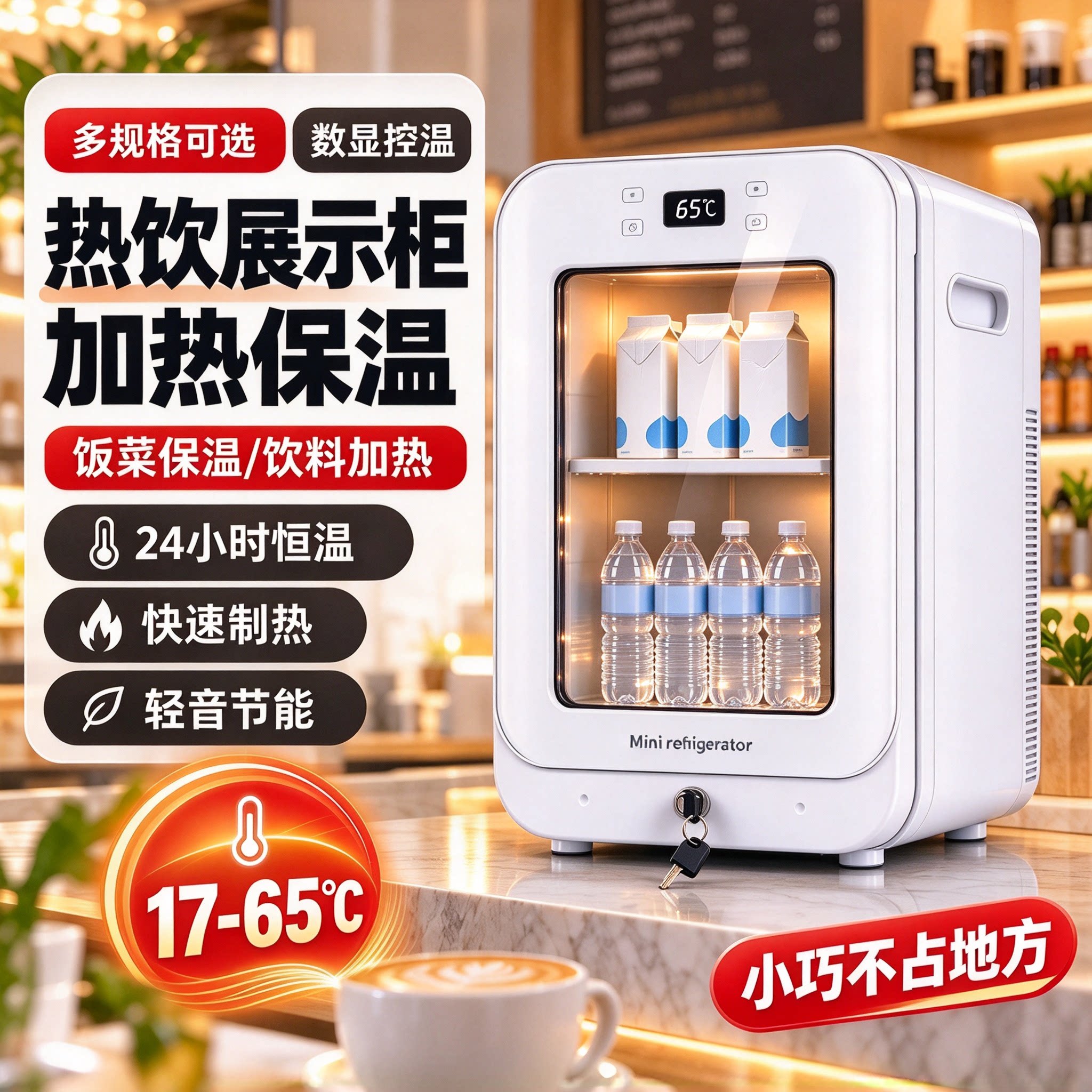 冬季商用小型牛奶加热柜豆奶咖啡制热家用恒温箱车载展示长效保温
