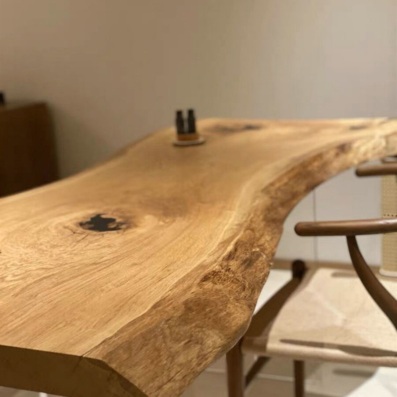 侘寂风白蜡木餐桌长桌办公室亚y克力悬浮泡茶桌椅洽谈桌大板会议