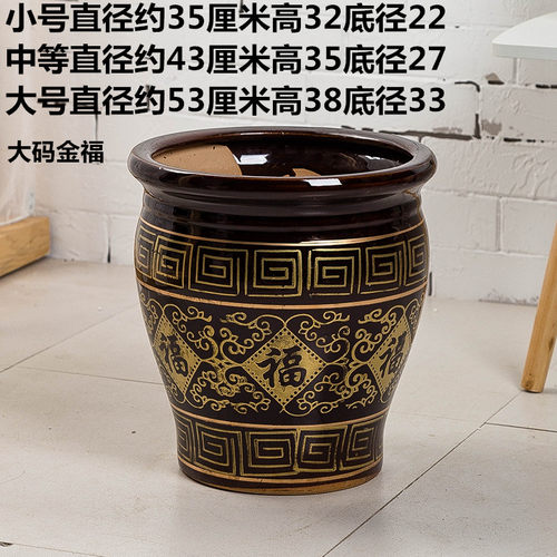 棕色土陶高筒绿植大号特大栽果树B广口深铁树花盆加高圆形盆陶瓷