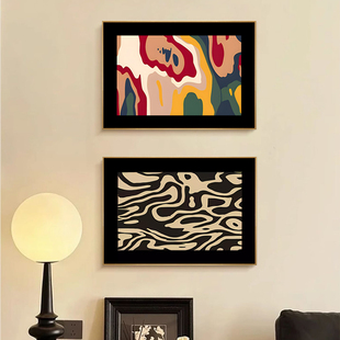蒙德里安艺术家挂画法式复古客A厅背景墙装饰画小众抽象设计师壁