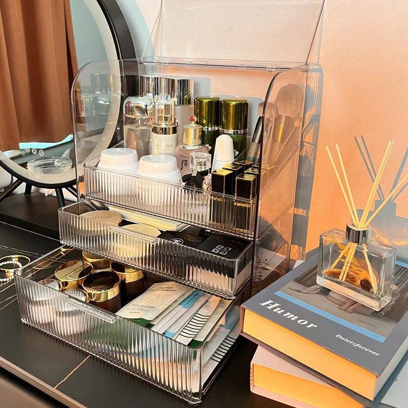 化妆品收纳盒高级l感香水置物架大容量亚克力桌面梳妆台口红防尘,收纳整理,桌面收纳盒,淘宝优惠券,粉丝福利购,淘宝优惠卷
