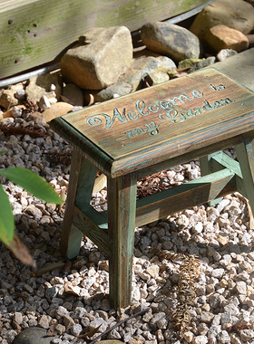 美式做旧a实木多肉花托架矮花凳花盆架置物架田园阳台花园小矮凳