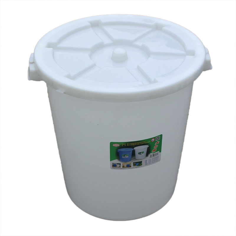 大桶子白色工业塑料桶储水桶垃圾桶大号大水桶Q加厚圆形带盖家用
