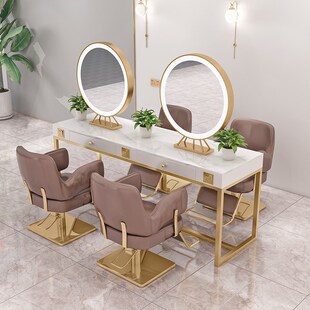 影楼专业化妆台彩l妆头疗店梳妆台养发馆镜台发廊专用美发店双面