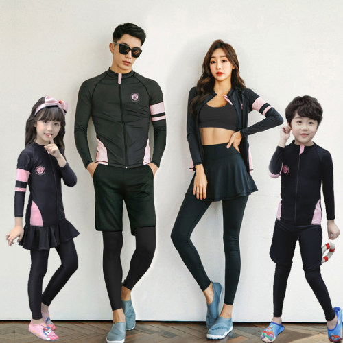 韩国潜水服女分体裙式显r瘦拉链长袖水母服浮潜服冲浪服速干游泳