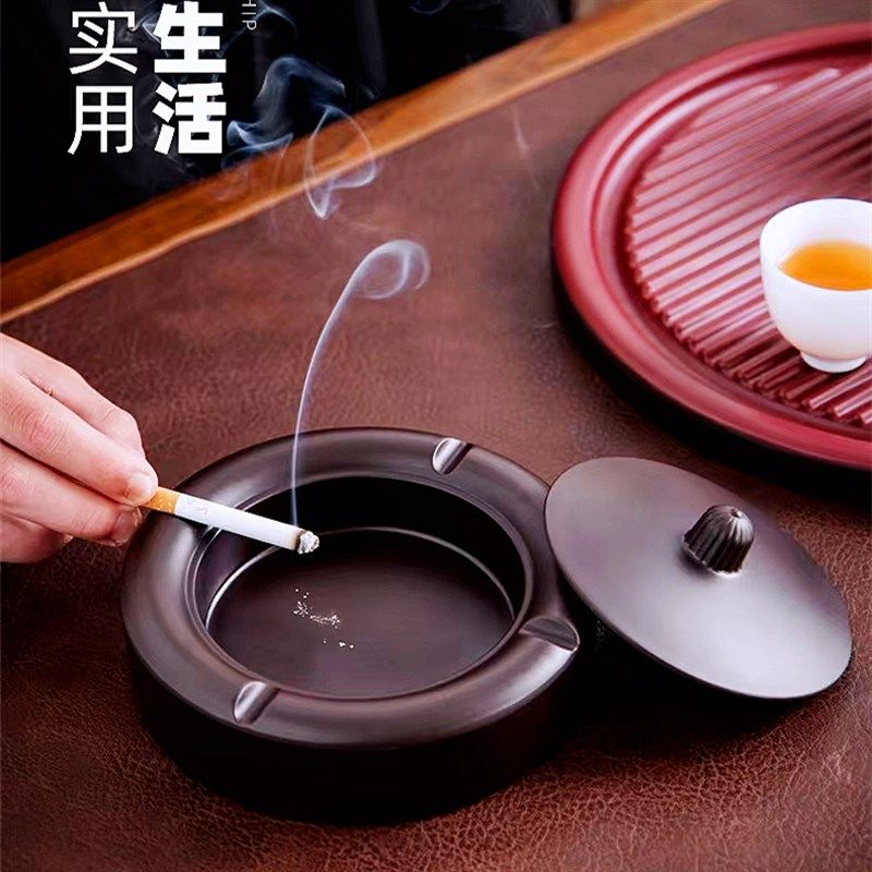 酒店床头饭店餐桌会客茶桌烟灰装器皿木质烟缸黑檀纯木.实木烟灰