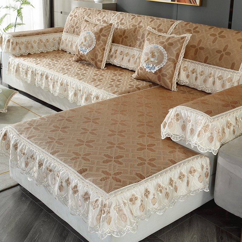 艾草冰藤席夏季2023新款沙发垫凉席沙发罩套沙发套夏Y天款欧式凉