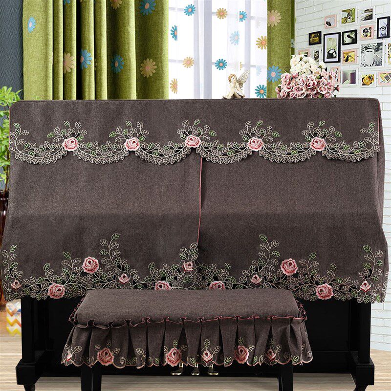 钢琴罩全罩刺绣钢琴半罩欧式钢琴防尘盖布韩式钢琴T盖布布艺琴凳