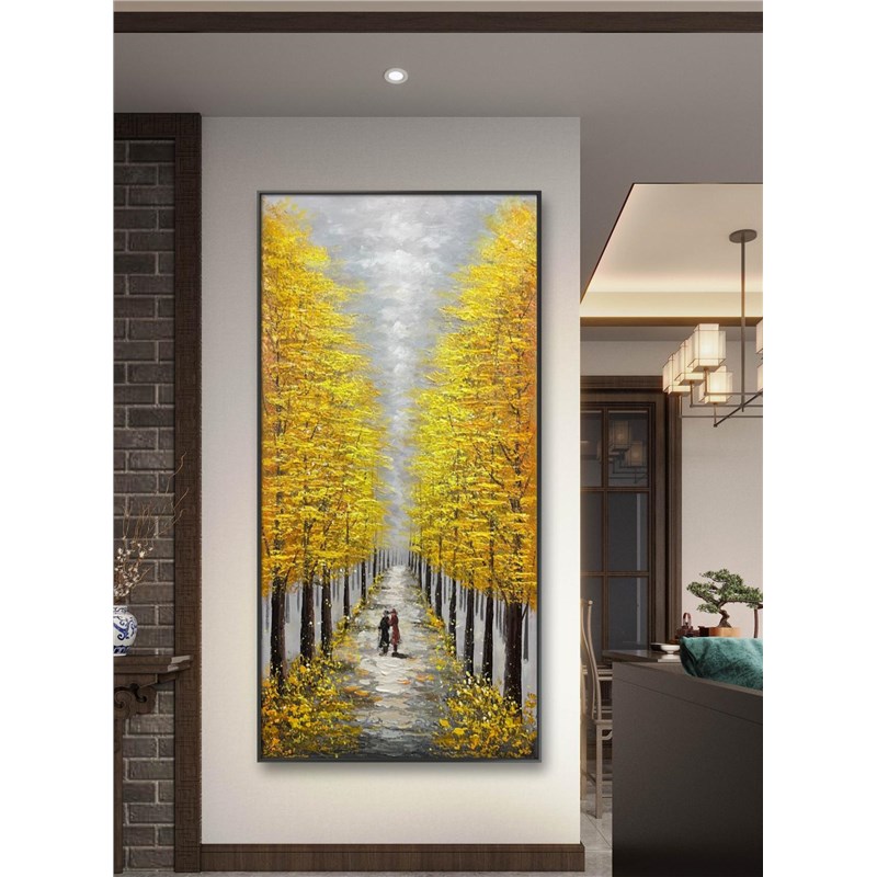 大芬村一路d同行油画黄金满地客厅壁画抽象挂画玄关走廊过道装饰