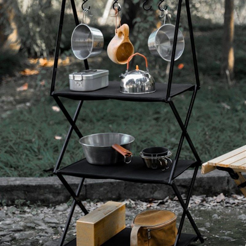 户外折叠置物架h露营黑化风野餐小桌子便携式烧烤餐具架整理架多,户外/登山/野营/旅行用品,户外桌子,淘宝优惠券,粉丝福利购,淘宝优惠卷