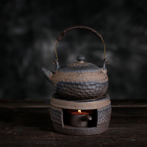 粗陶暖茶炉 日式m手工复古温茶器煮茶壶陶瓷功夫茶具暖茶套装