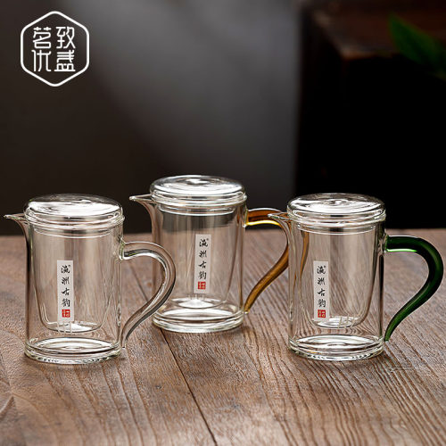 全玻璃加厚冲泡i茶壶三件杯花茶绿茶红茶杯日式茶水分离单壶公道