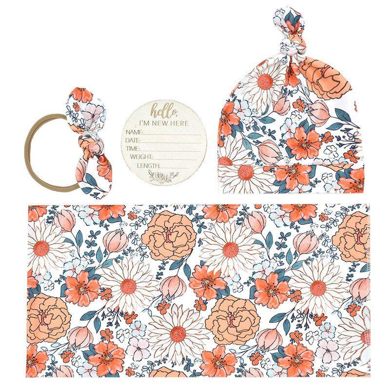 新生儿印花胎帽四件套包巾包裹月份牌婴儿套装包巾印花巾发带,童装/婴儿装/亲子装,连身衣/爬服/哈衣,淘宝优惠券,粉丝福利购,淘宝优惠卷